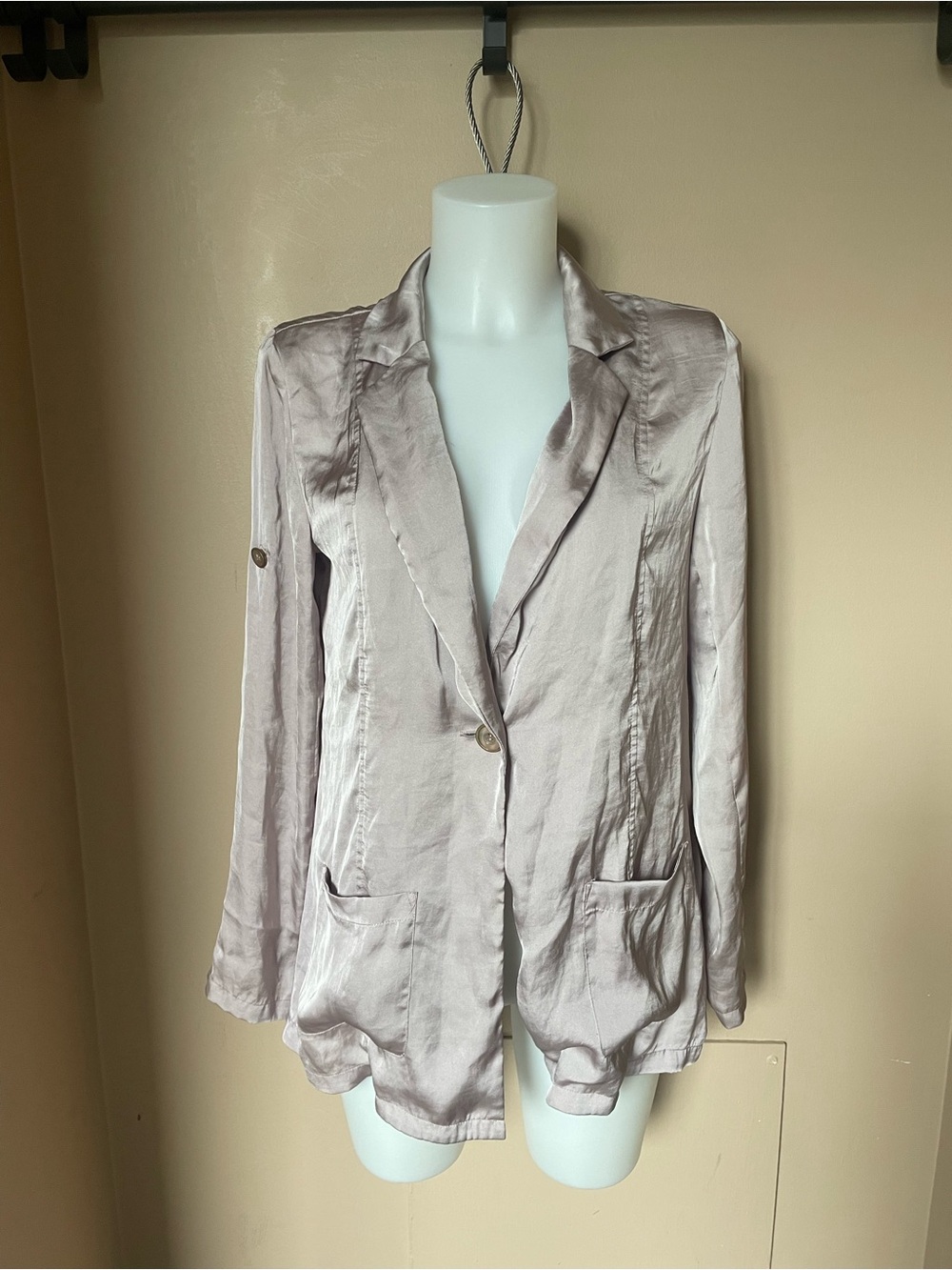 Satin Light Taupe Blazer Jacket